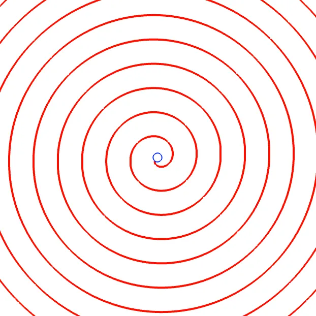 Spiral wave simulation snapshot with core radius 50